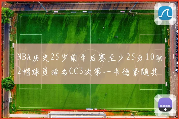 NBA历史25岁前季后赛至少25分10助2帽球员排名CC3次第一韦德紧随其后